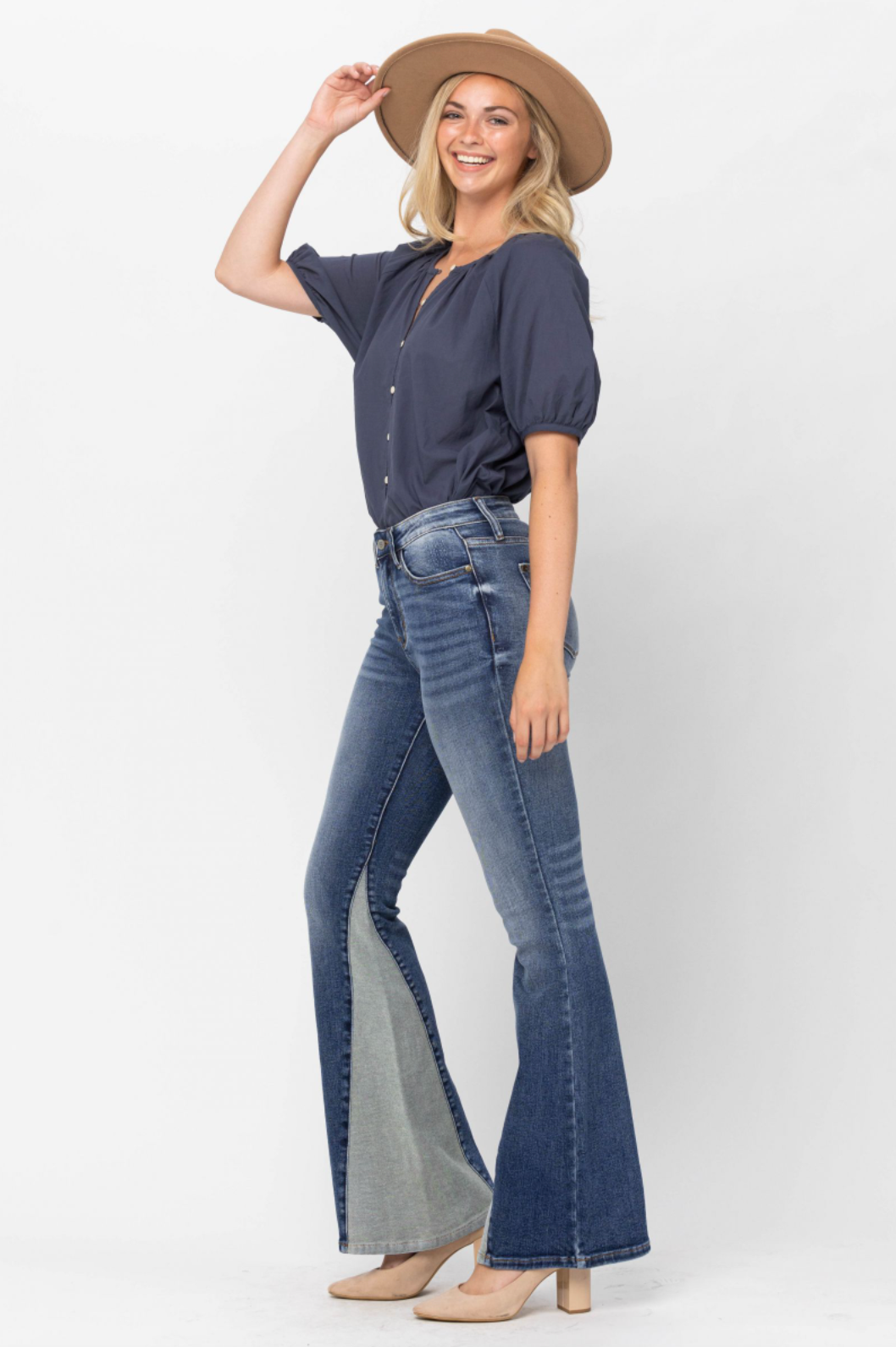 Judy Blue Inseam Panel Flare Jeans