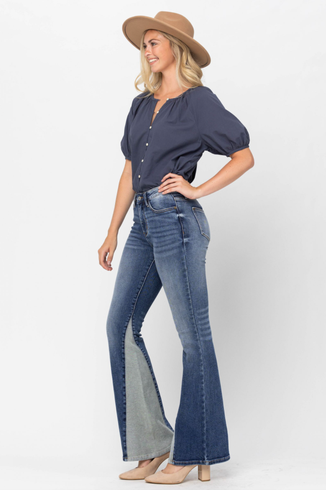 Judy Blue Inseam Panel Flare Jeans