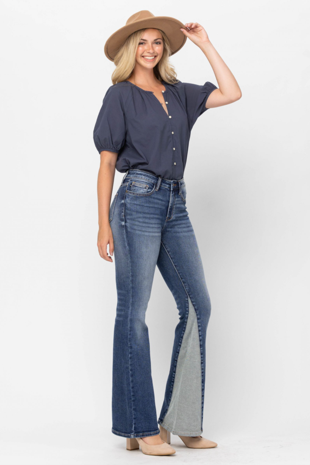 Judy Blue Inseam Panel Flare Jeans