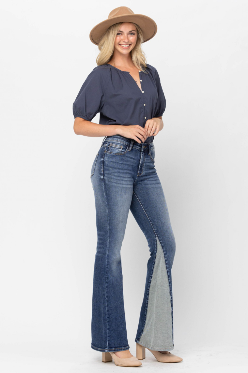 Judy Blue Inseam Panel Flare Jeans