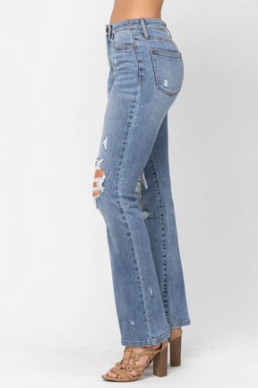 Judy Blue Stone Wash Destroyed Bootcut Jeans