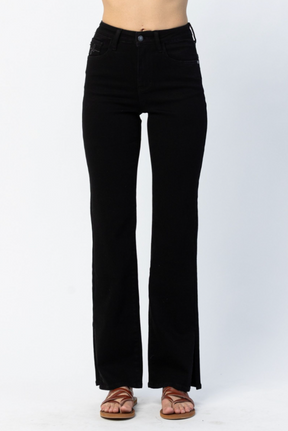 Judy Blue Black Slit Hem Straight Leg Jeans