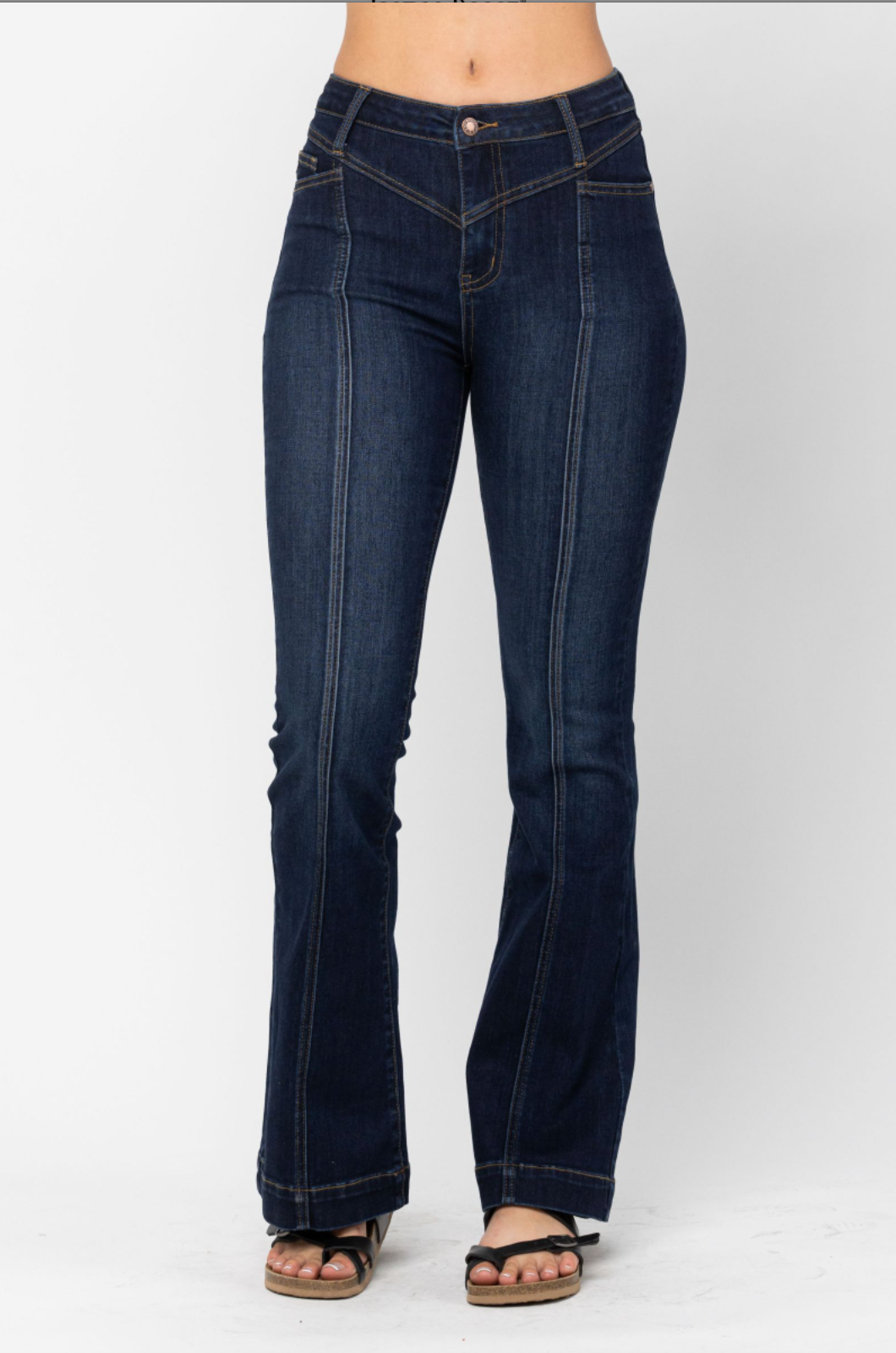 Judy Blue Front Yoke Flare Jeans