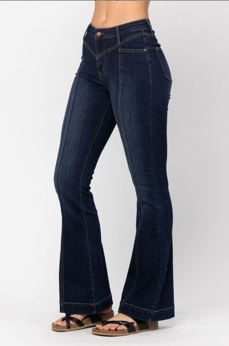 Judy Blue Front Yoke Flare Jeans