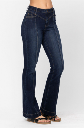 Judy Blue Front Yoke Flare Jeans