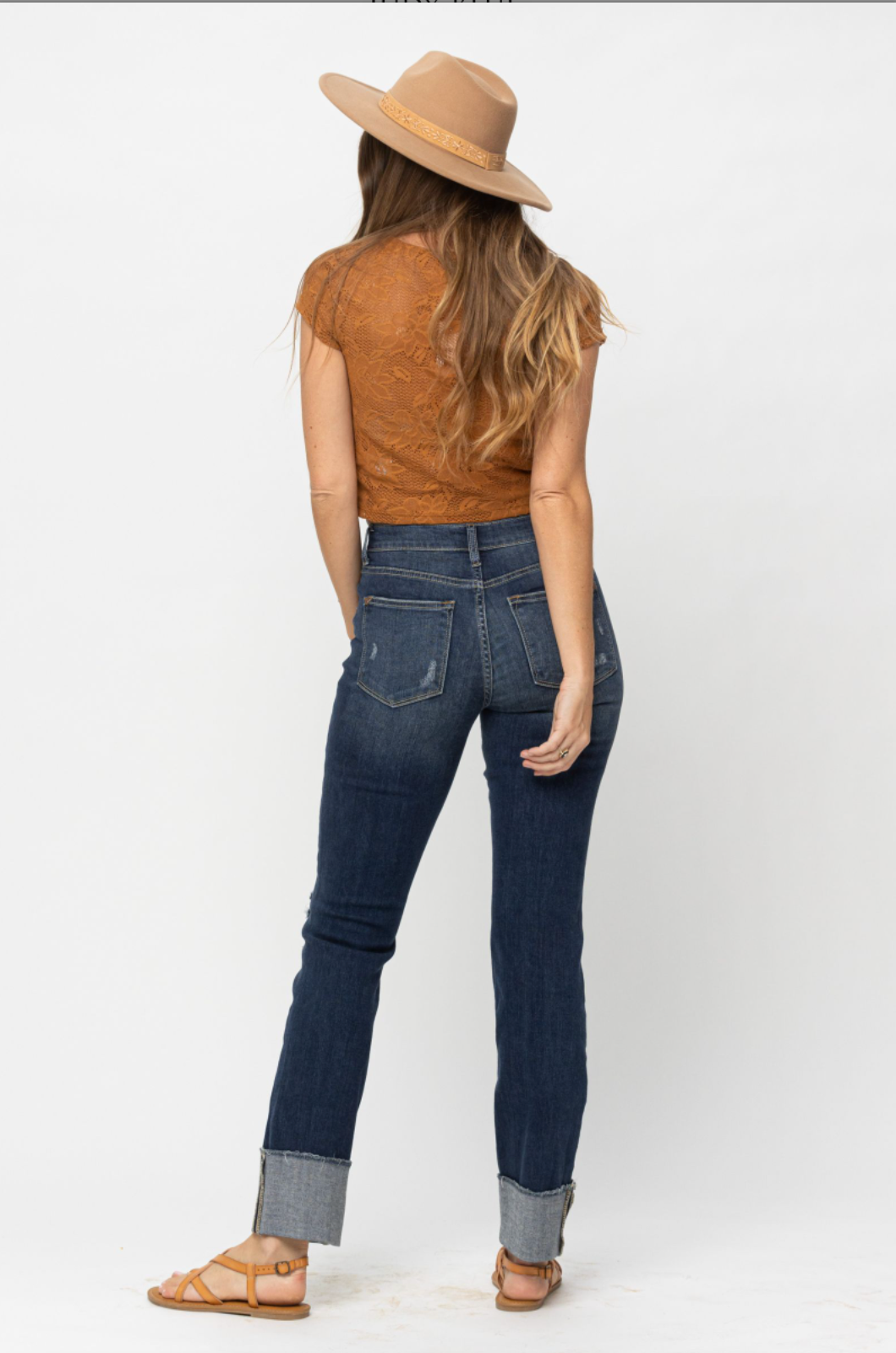 Judy Blue Destroyed Cuff Girlfriend Jeans