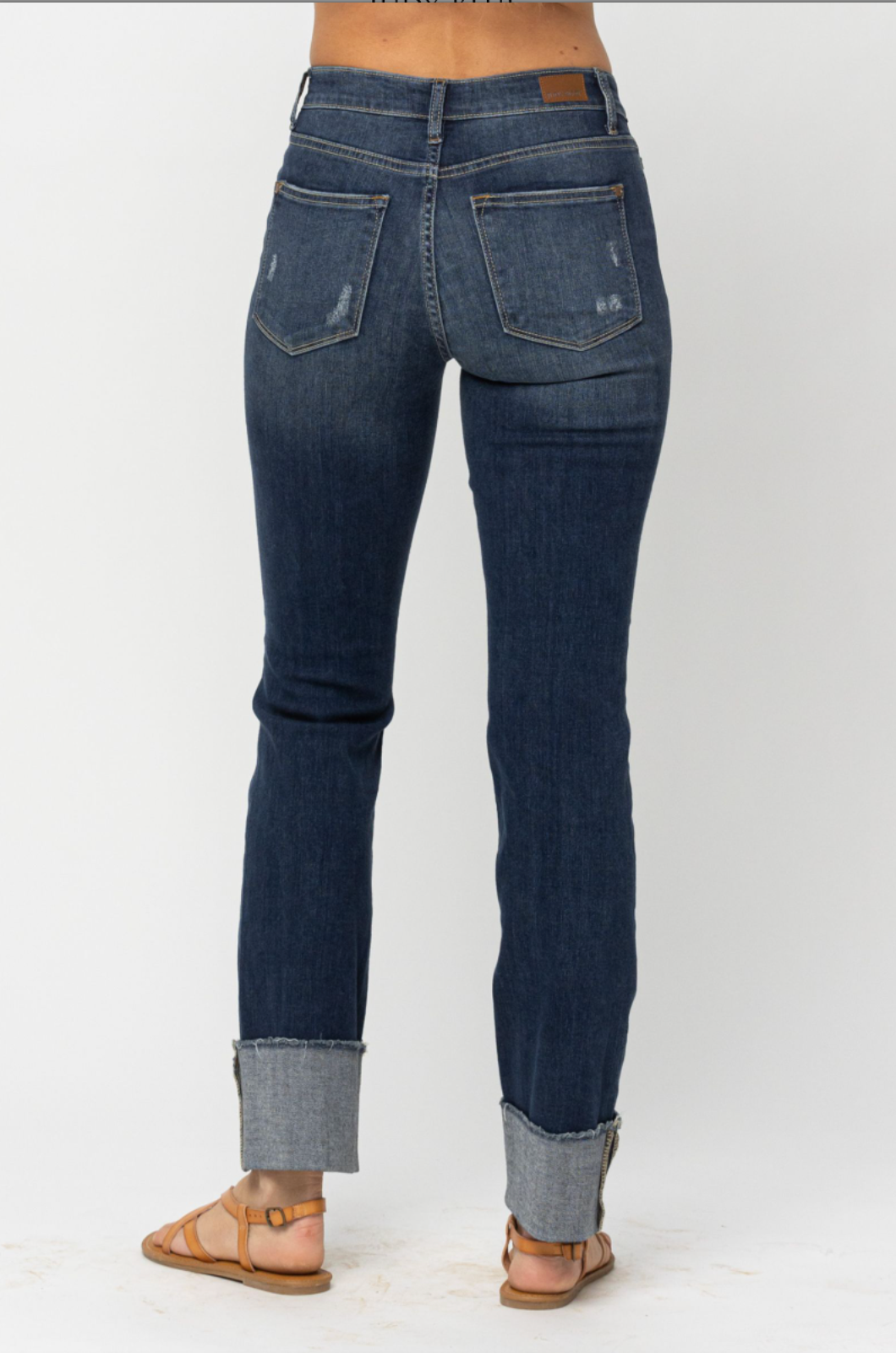 Judy Blue Destroyed Cuff Girlfriend Jeans
