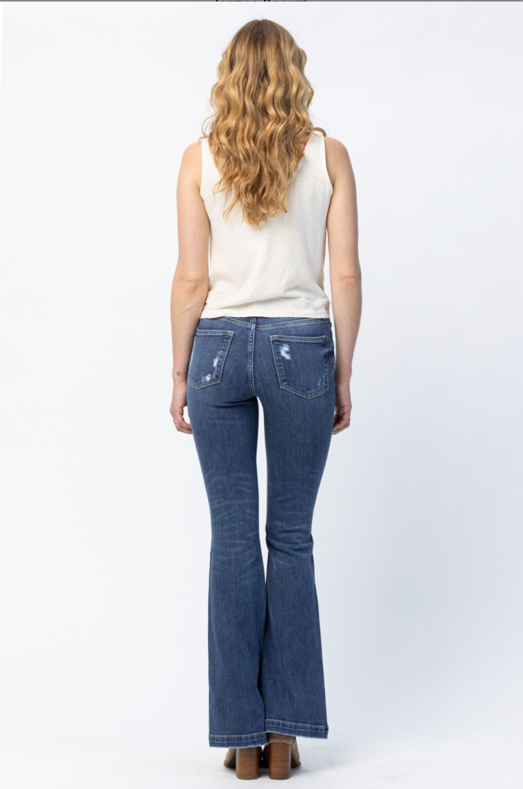 Judy Blue Destroyed Button Fly Trouser Flare