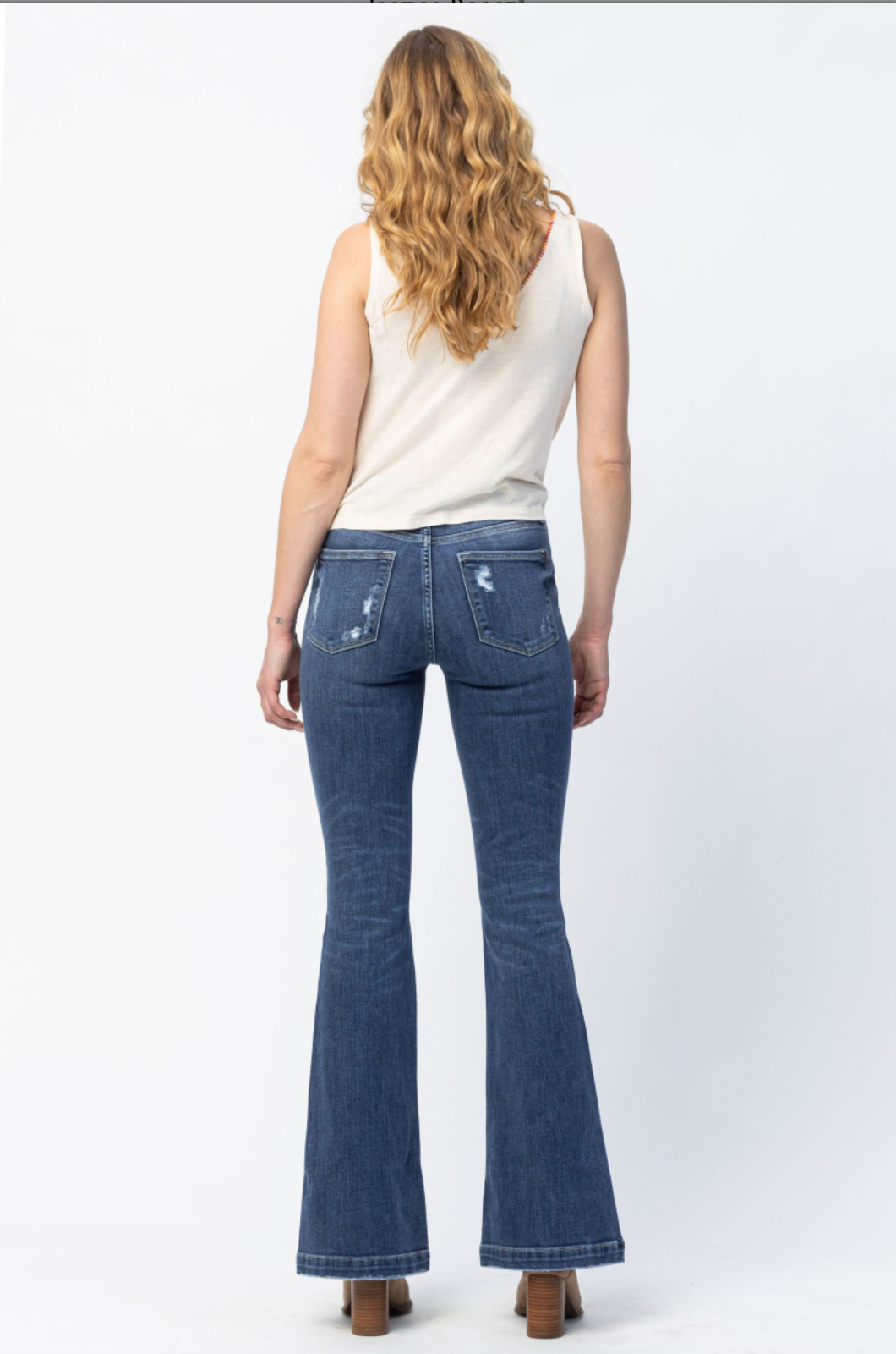 Judy Blue Destroyed Button Fly Trouser Flare