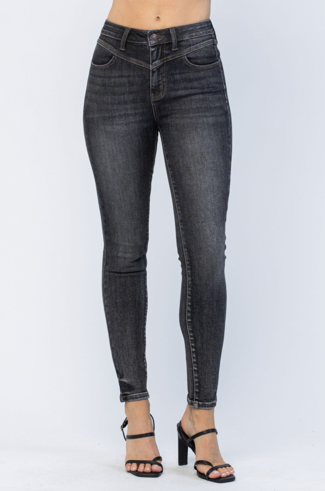 Judy Blue Vintage Black Yoke Skinny Jeans