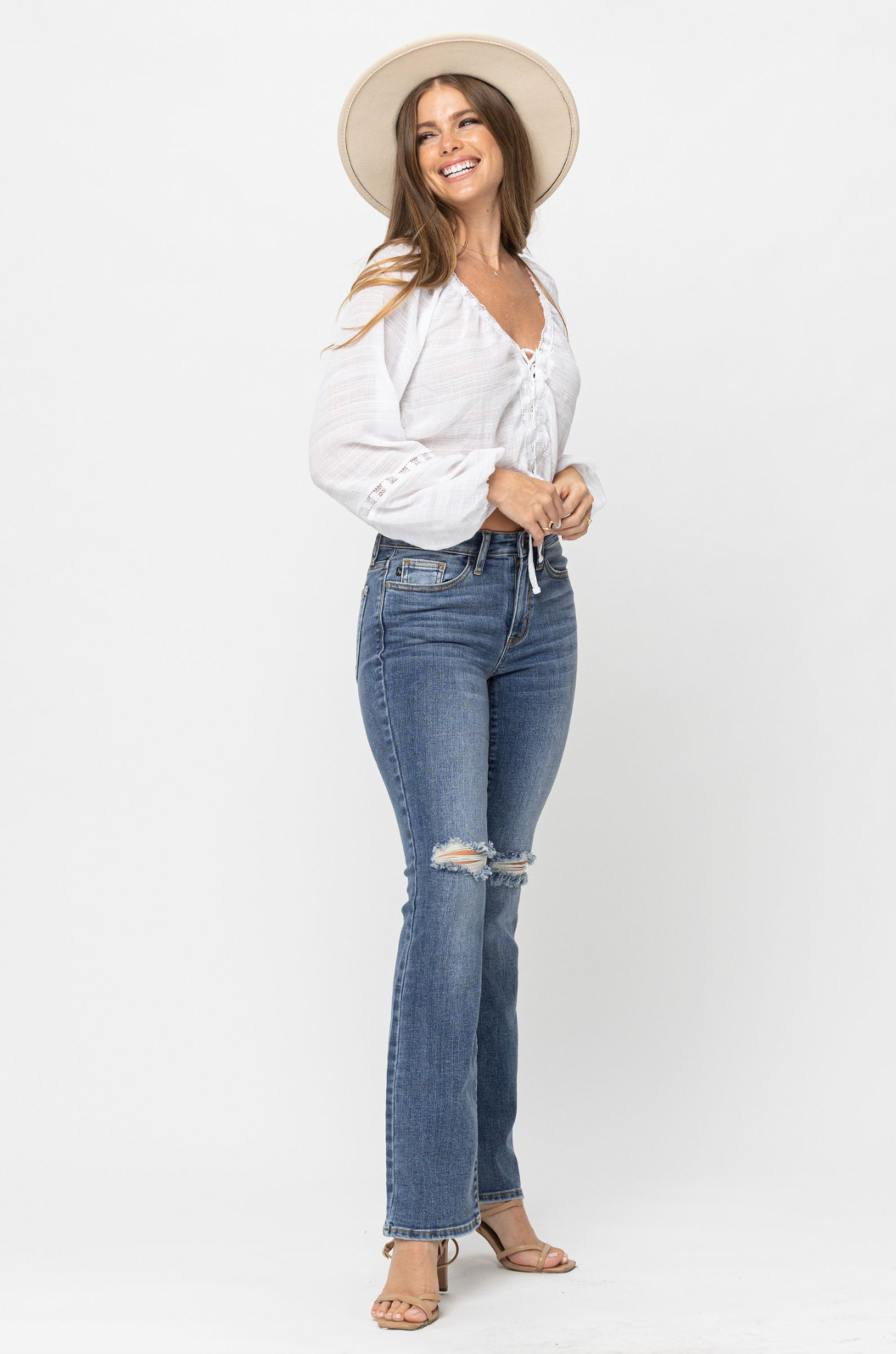 Judy Blue Knee Destroyed Bootcut Jeans