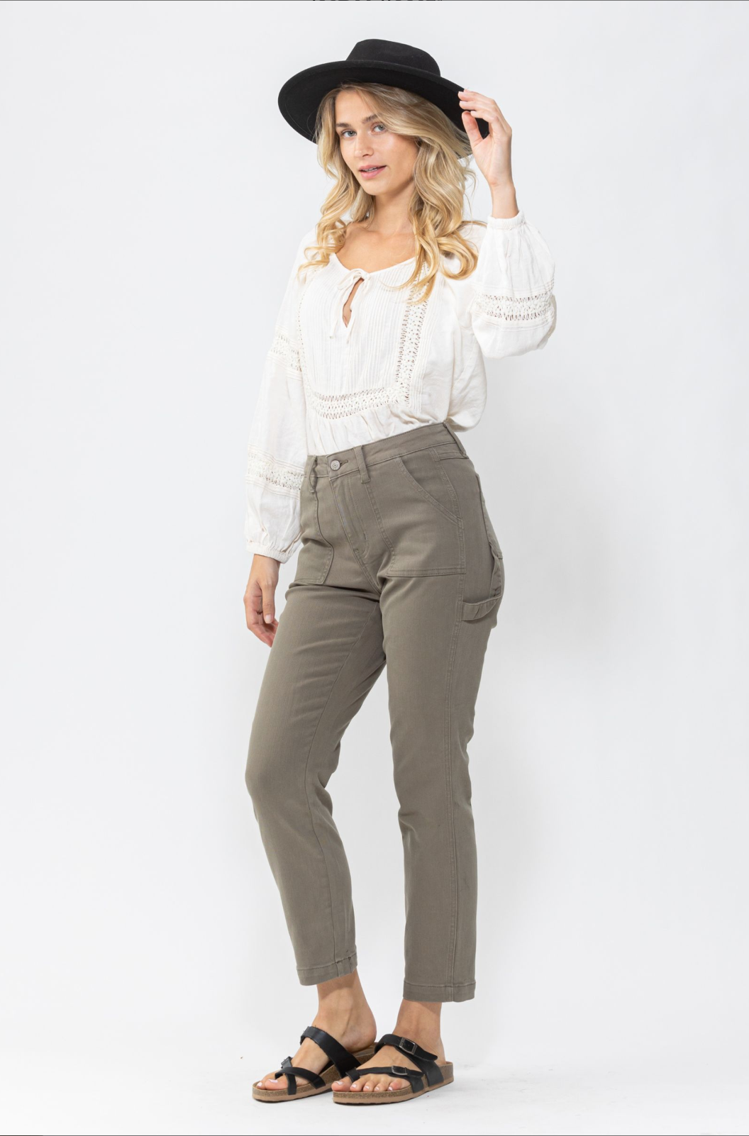 Judy Blue Olive Girlfriend Utility Pants