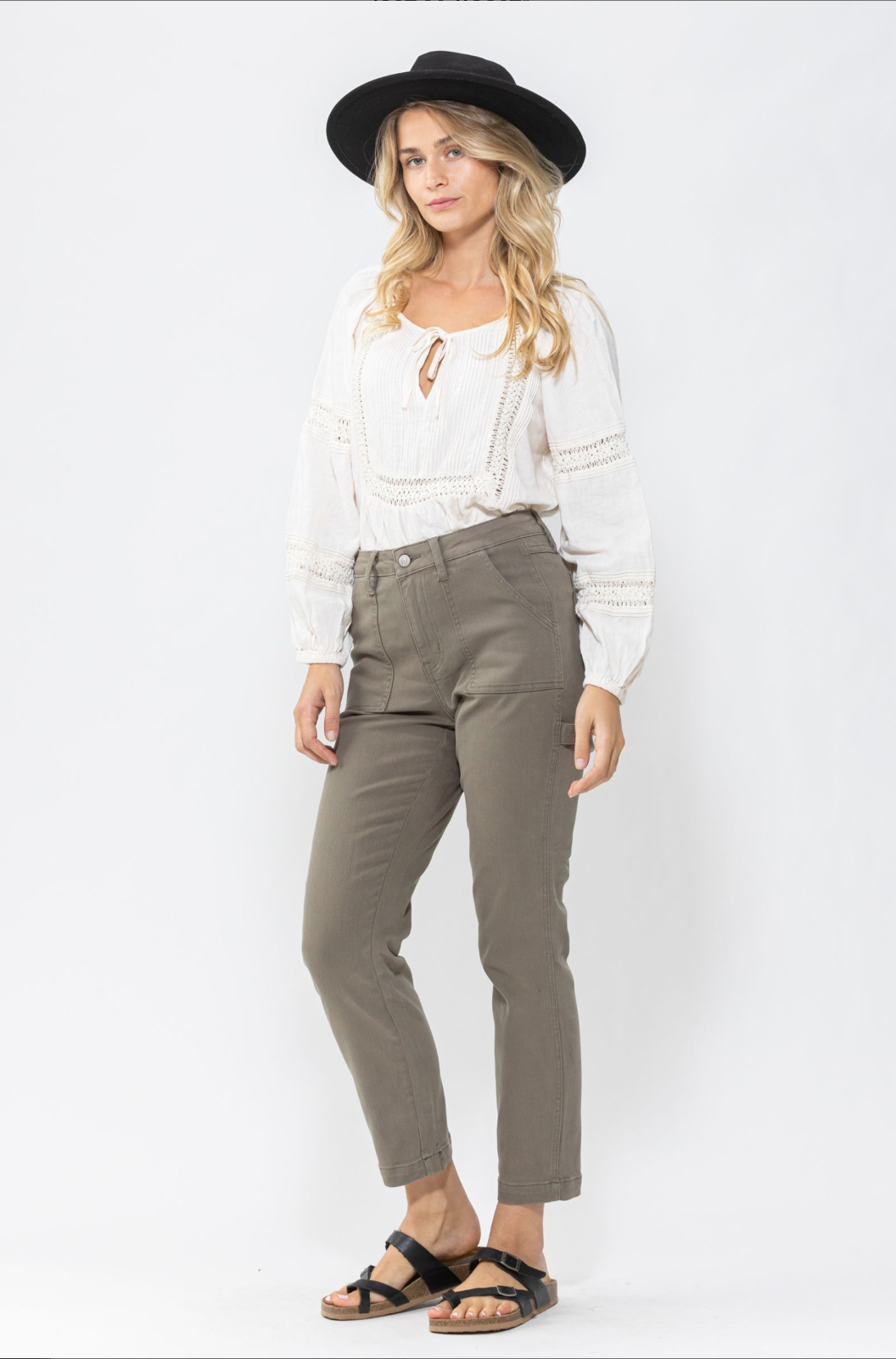 Judy Blue Olive Girlfriend Utility Pants