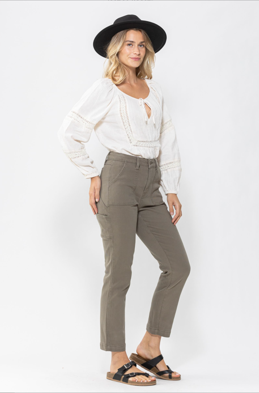 Judy Blue Olive Girlfriend Utility Pants