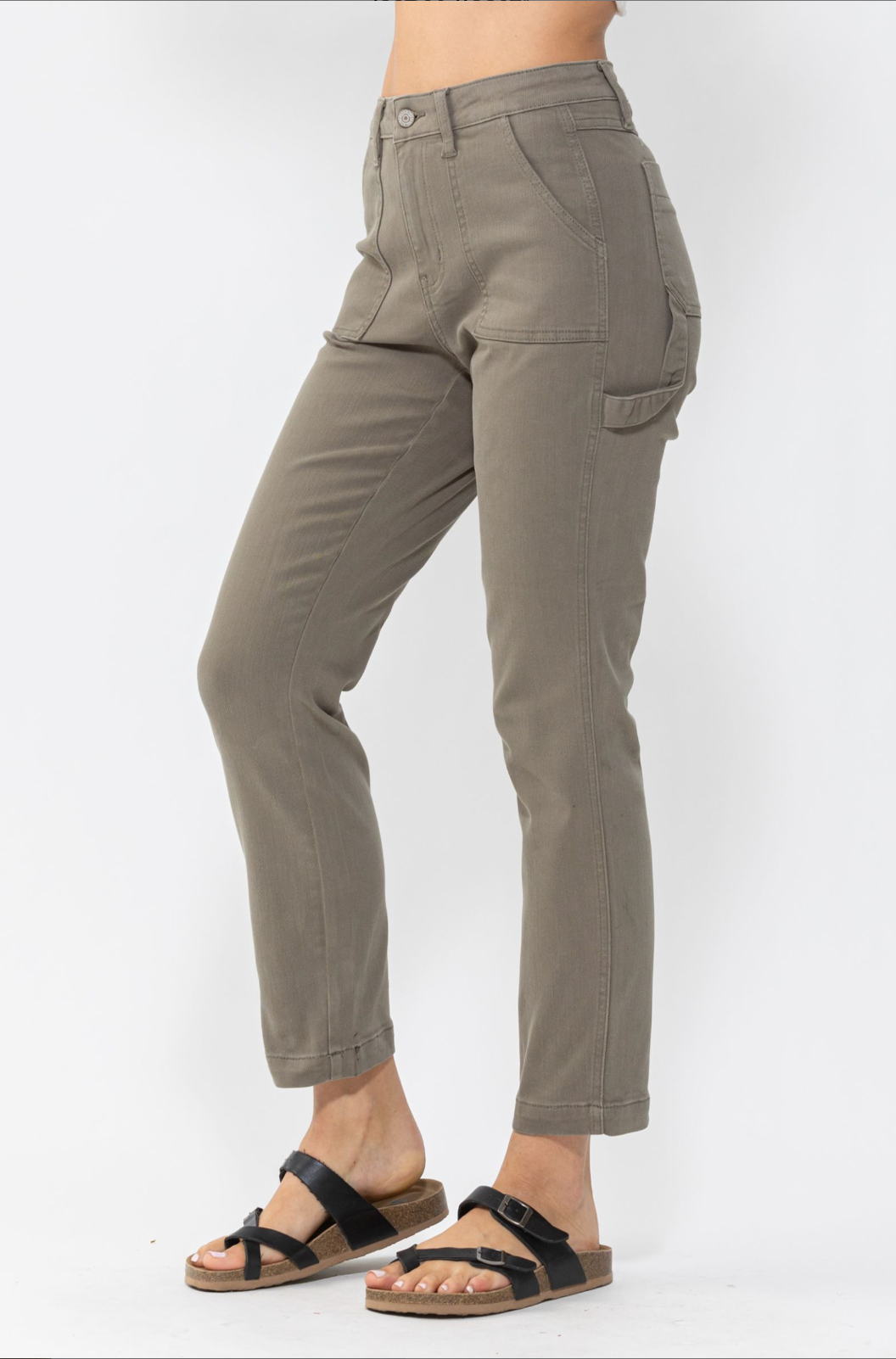 Judy Blue Olive Girlfriend Utility Pants