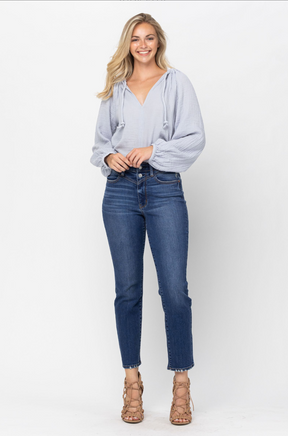 Judy Blue Front Yoke Girlfriend Jeans