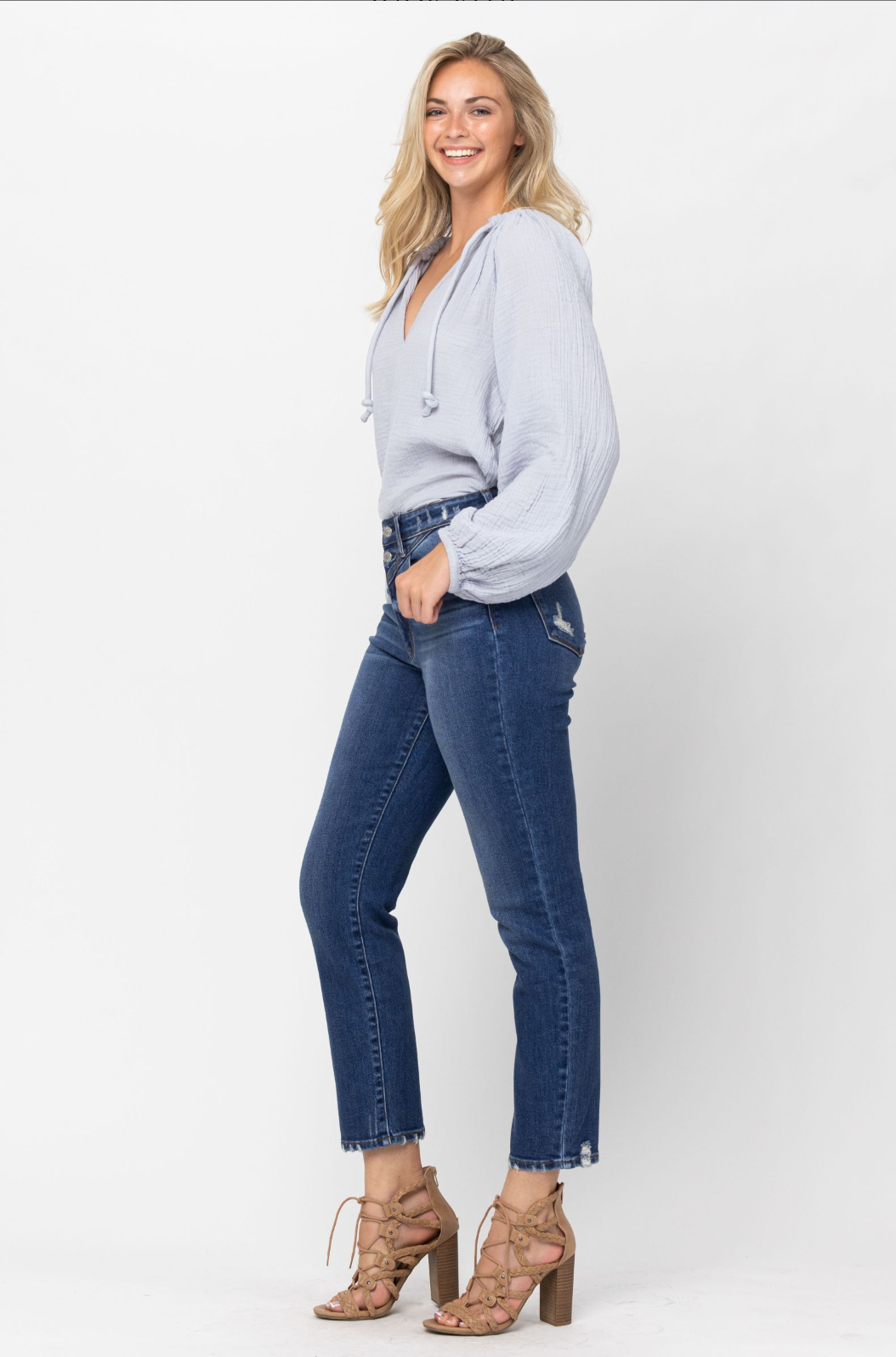 Judy Blue Front Yoke Girlfriend Jeans