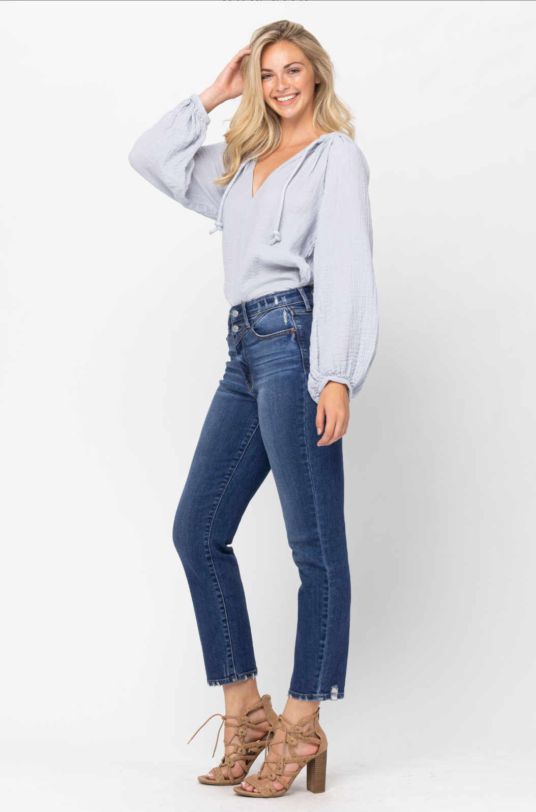 Judy Blue Front Yoke Girlfriend Jeans