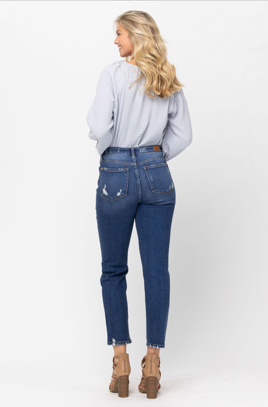 Judy Blue Front Yoke Girlfriend Jeans