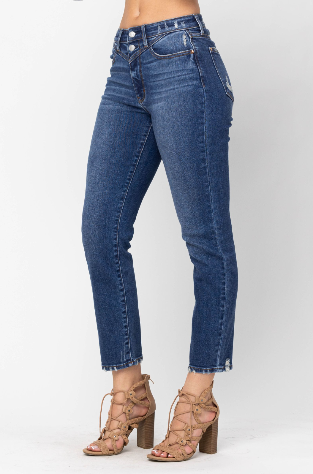 Judy Blue Front Yoke Girlfriend Jeans