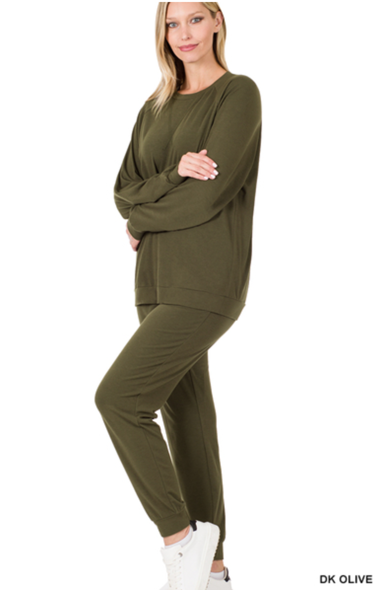 Shop Til You Drop Jogger Set - Dark Olive