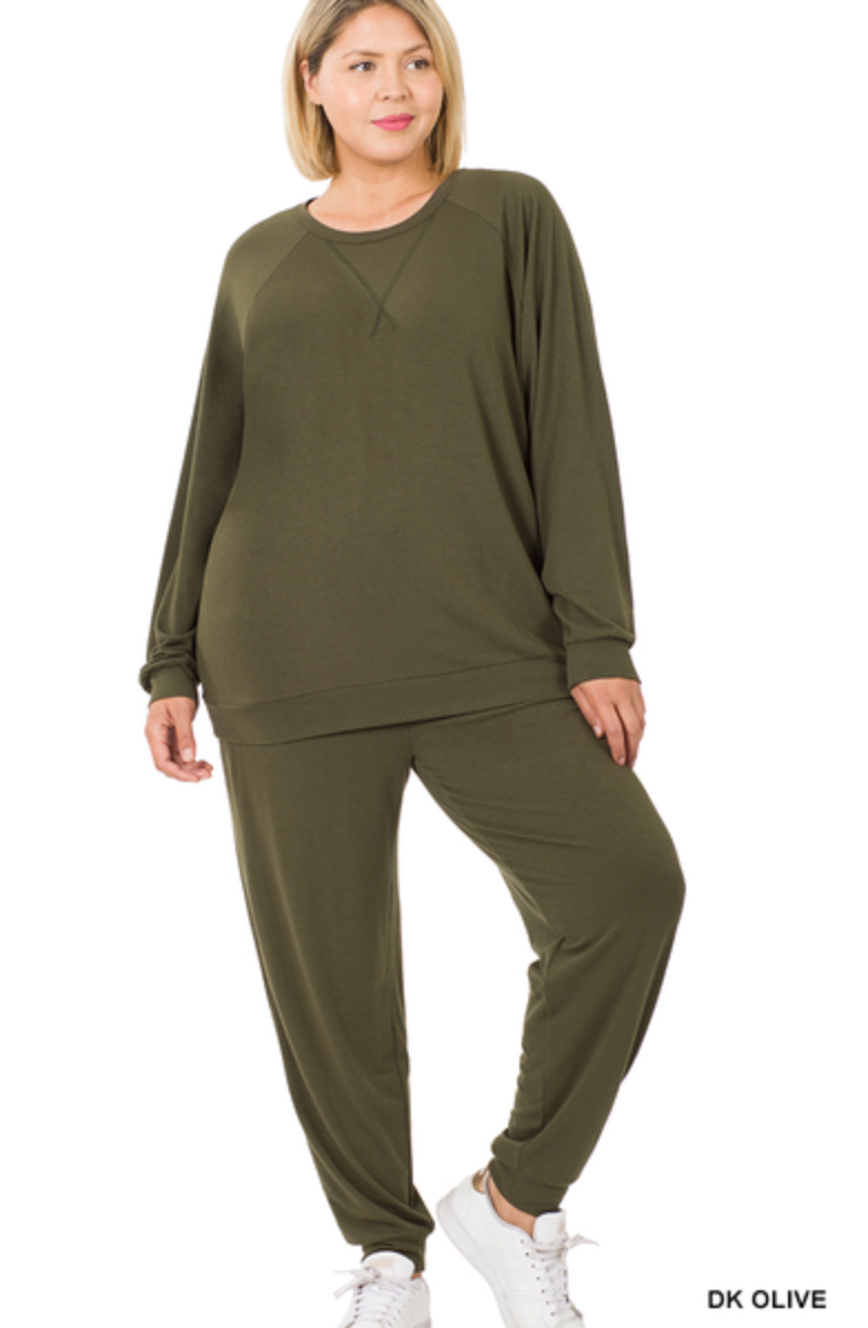 Shop Til You Drop Jogger Set - Dark Olive