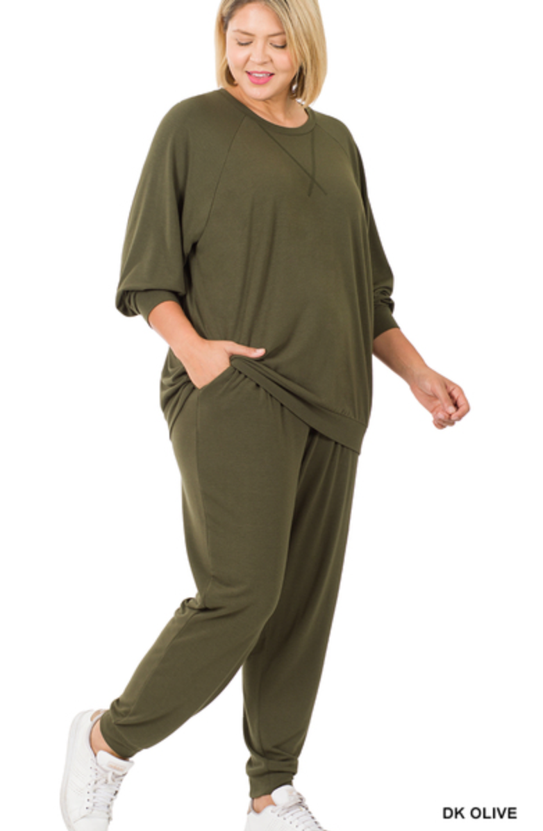 Shop Til You Drop Jogger Set - Dark Olive