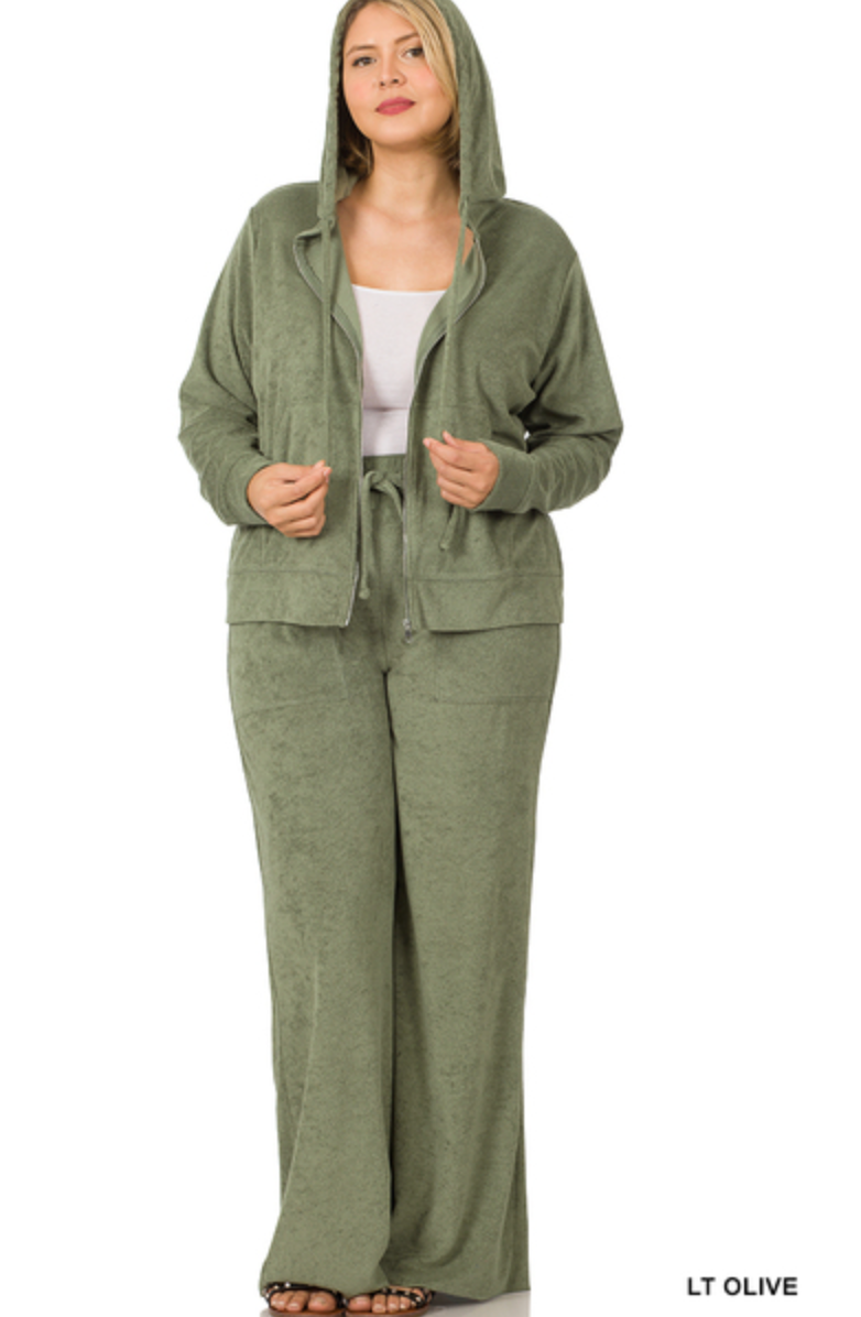 Check Your List French Terry Set - Light Olive