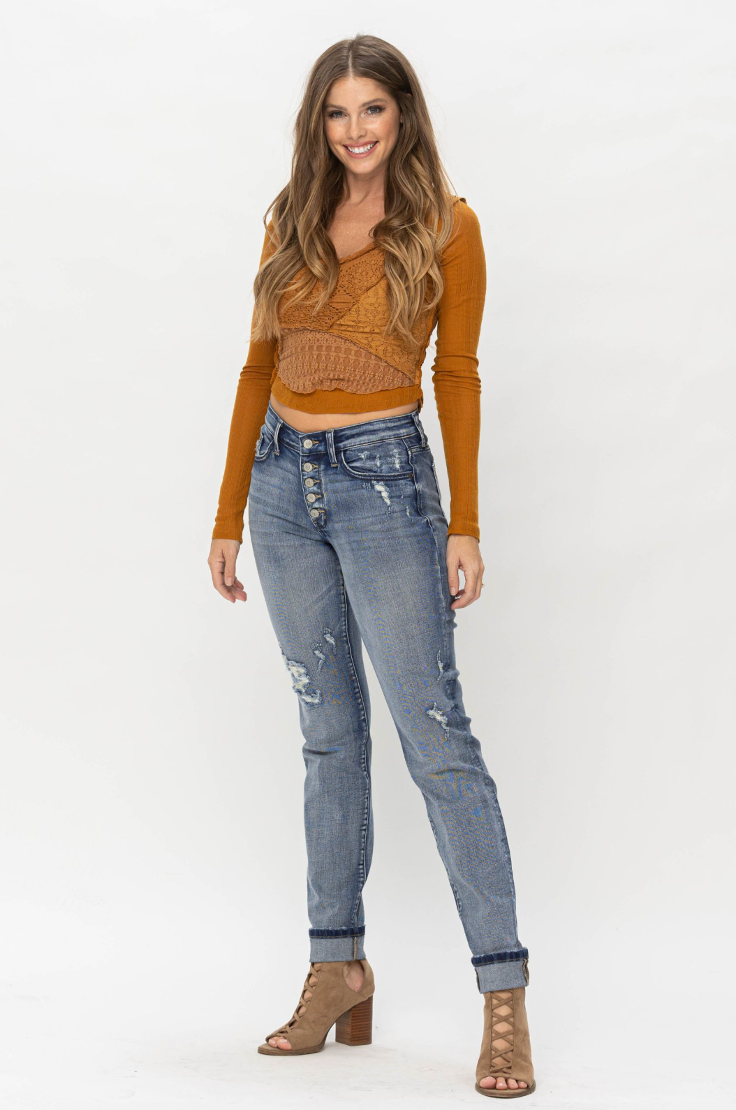 Judy Blue Contrast Wash Boyfriend Jeans