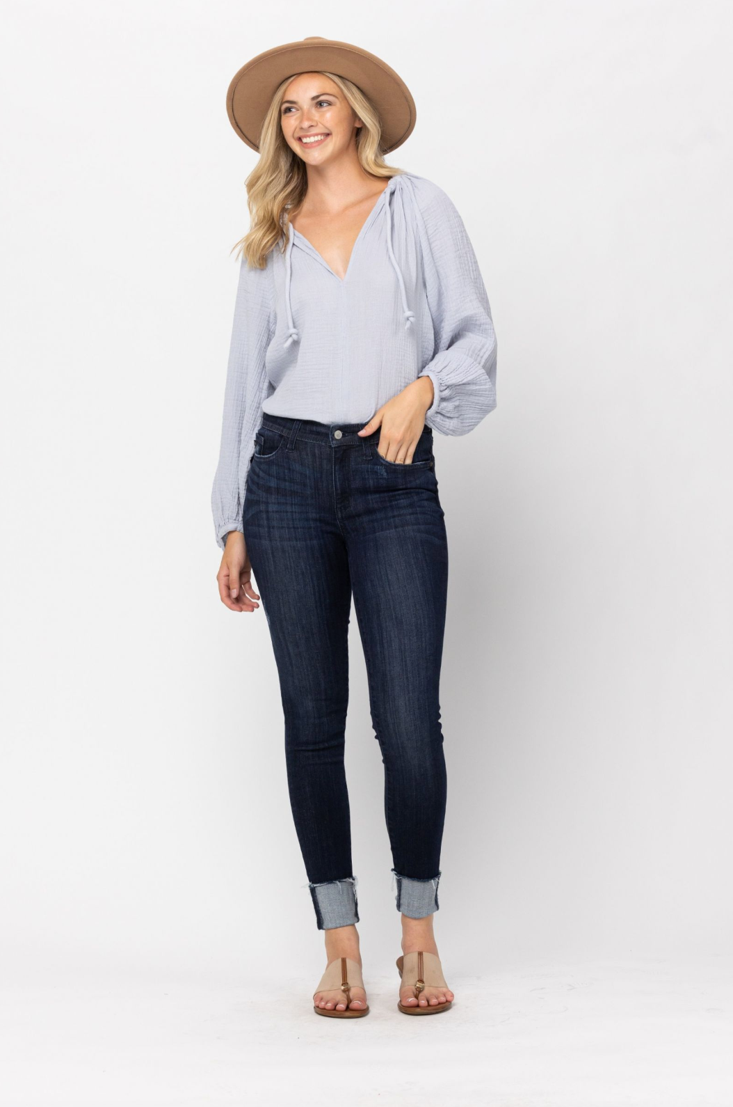 Judy Blue Super Dark Cuffed Skinny Jeans