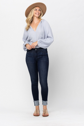 Judy Blue Super Dark Cuffed Skinny Jeans