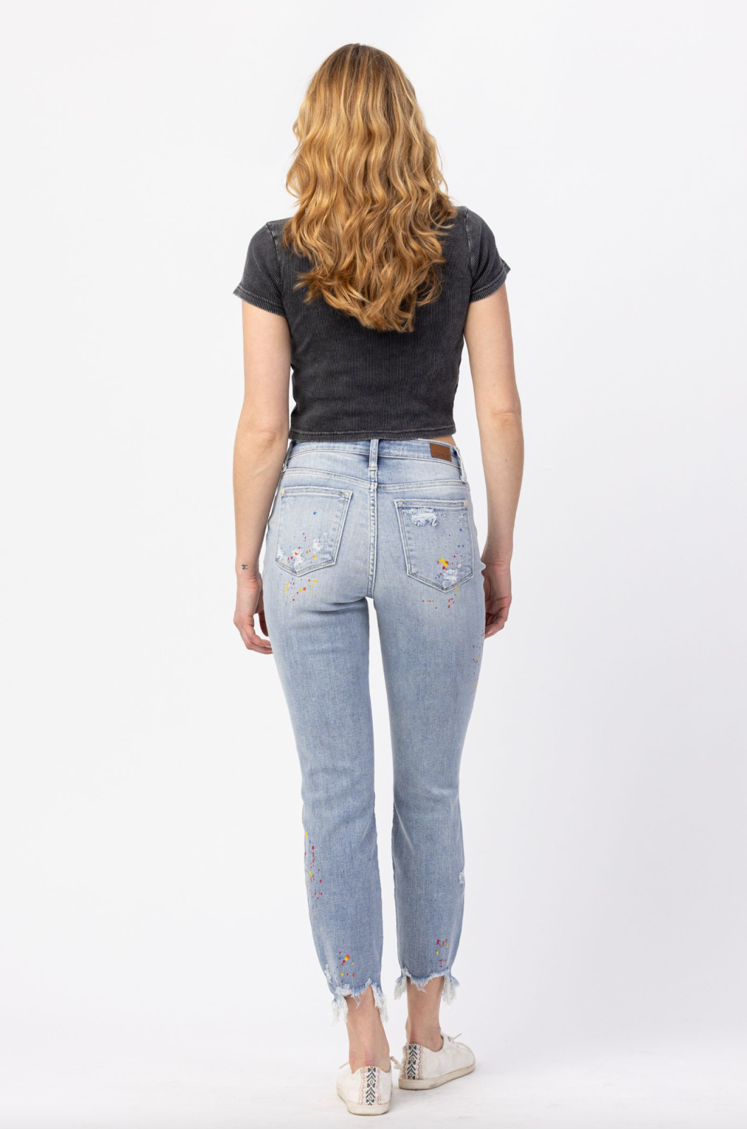 Judy Blue Paint Splatter Boyfriend Jeans