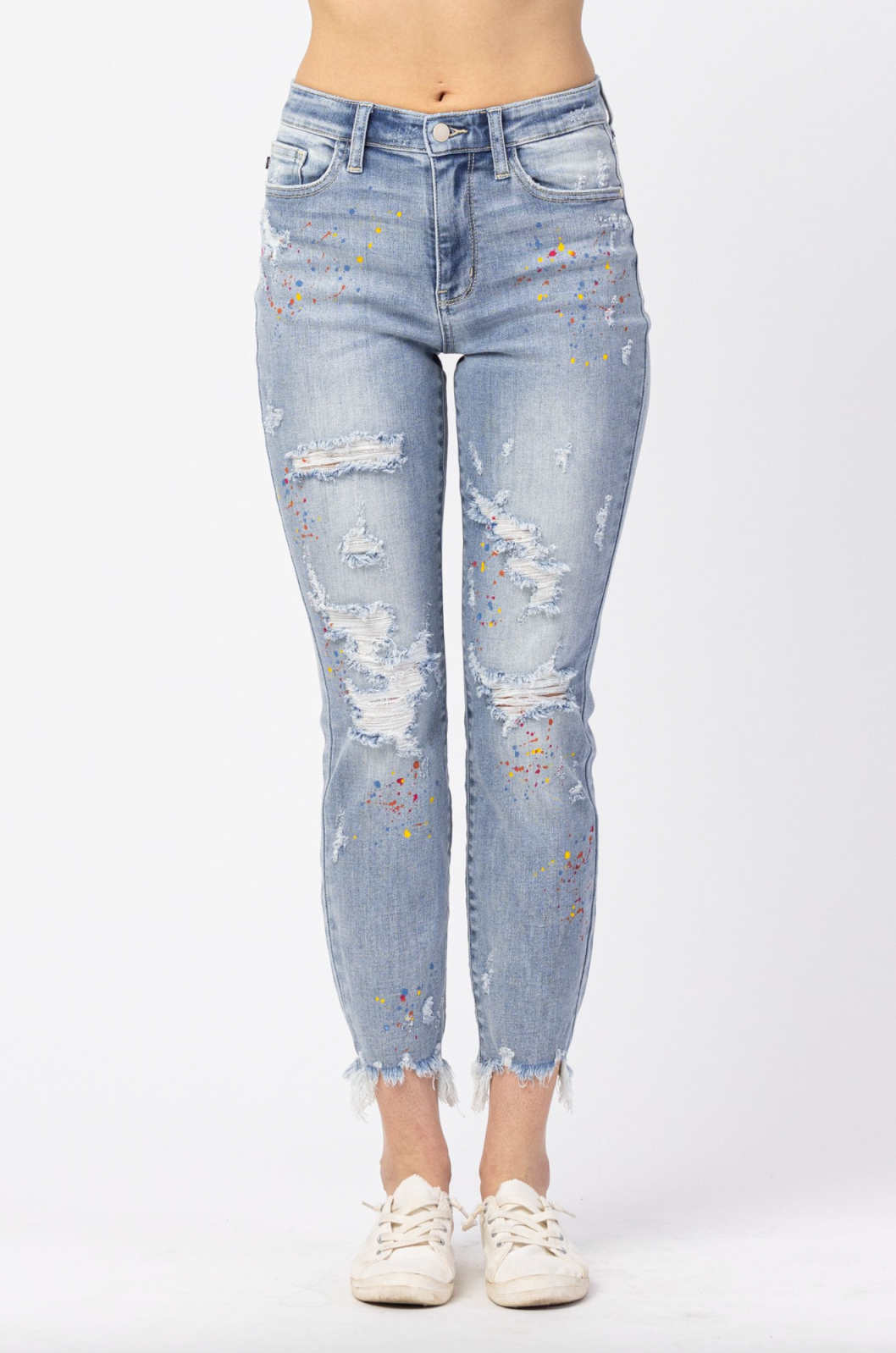 Judy Blue Paint Splatter Boyfriend Jeans