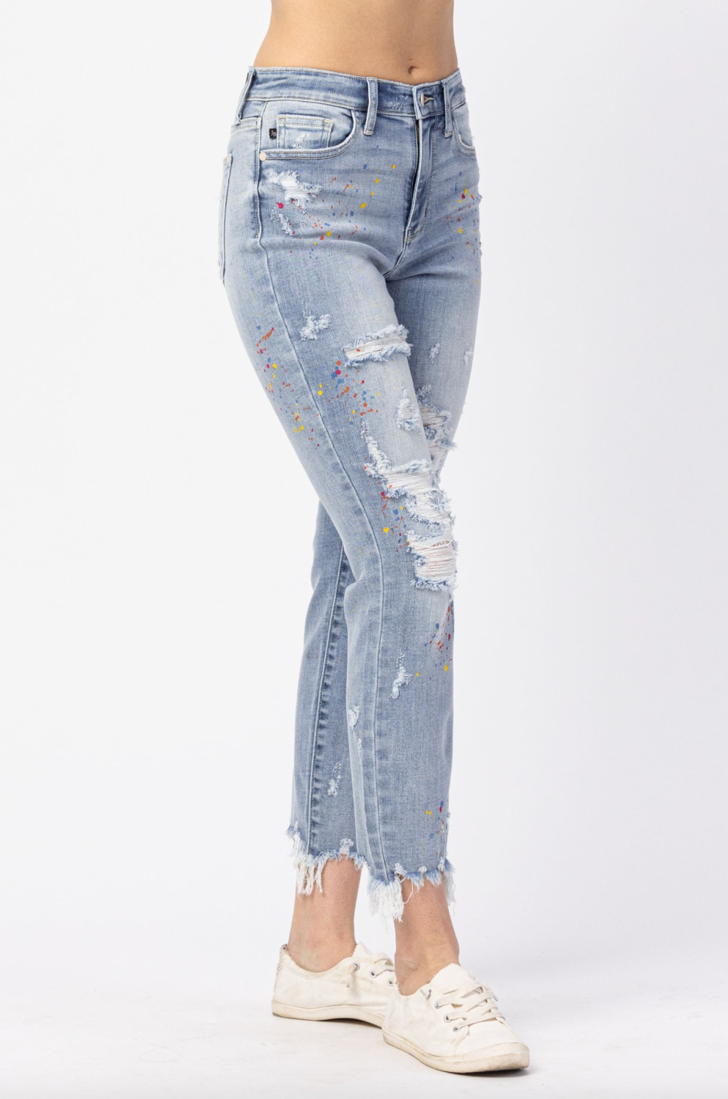 Judy Blue Paint Splatter Boyfriend Jeans