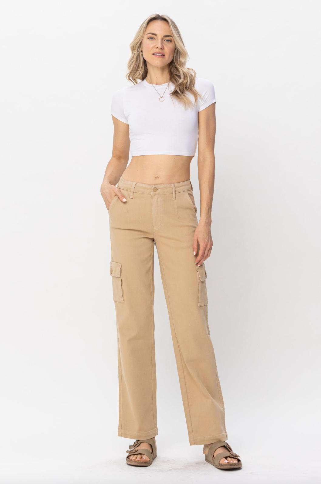 Judy Blue Khaki Cargo Straight Leg Pants