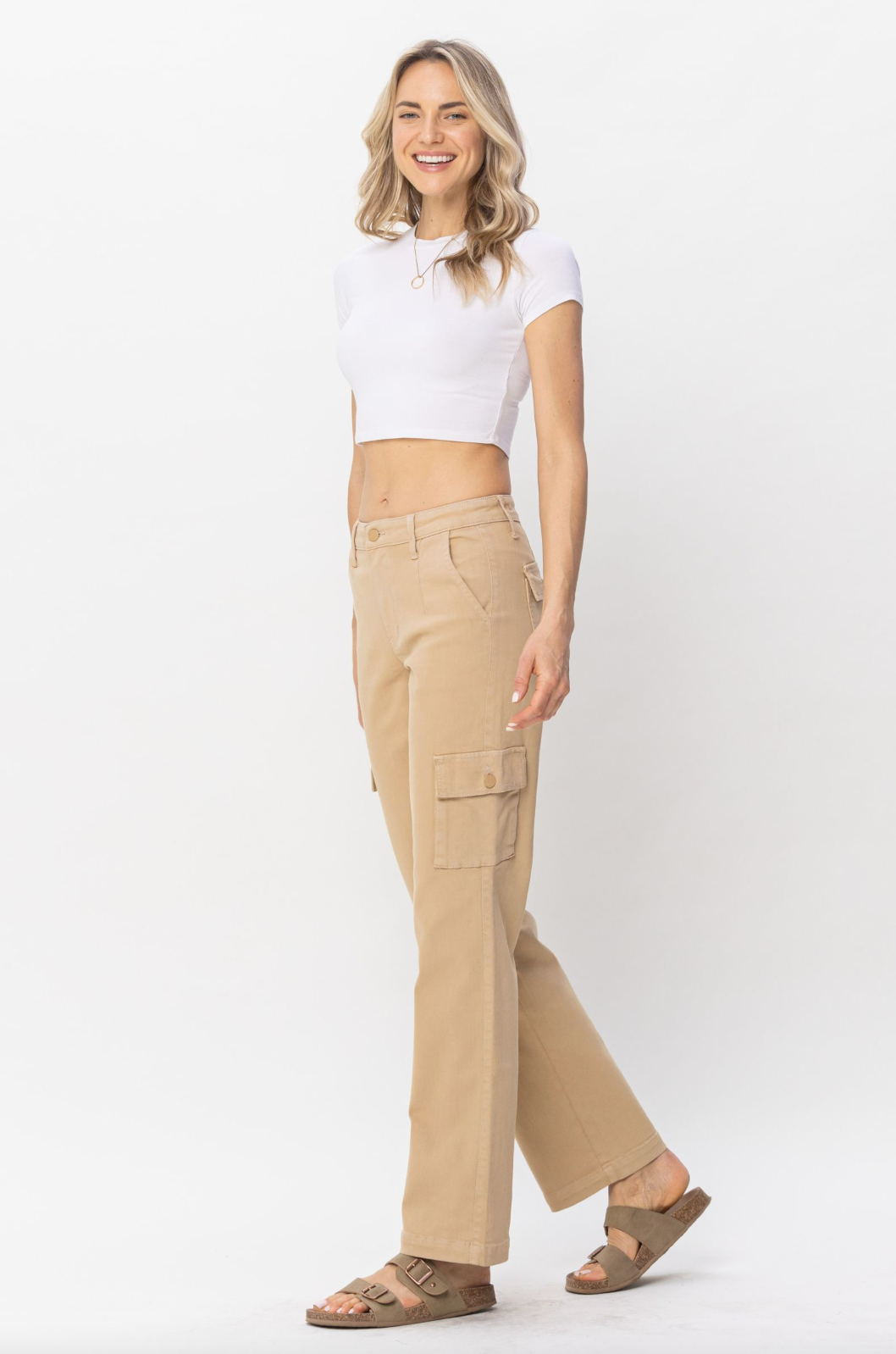 Judy Blue Khaki Cargo Straight Leg Pants