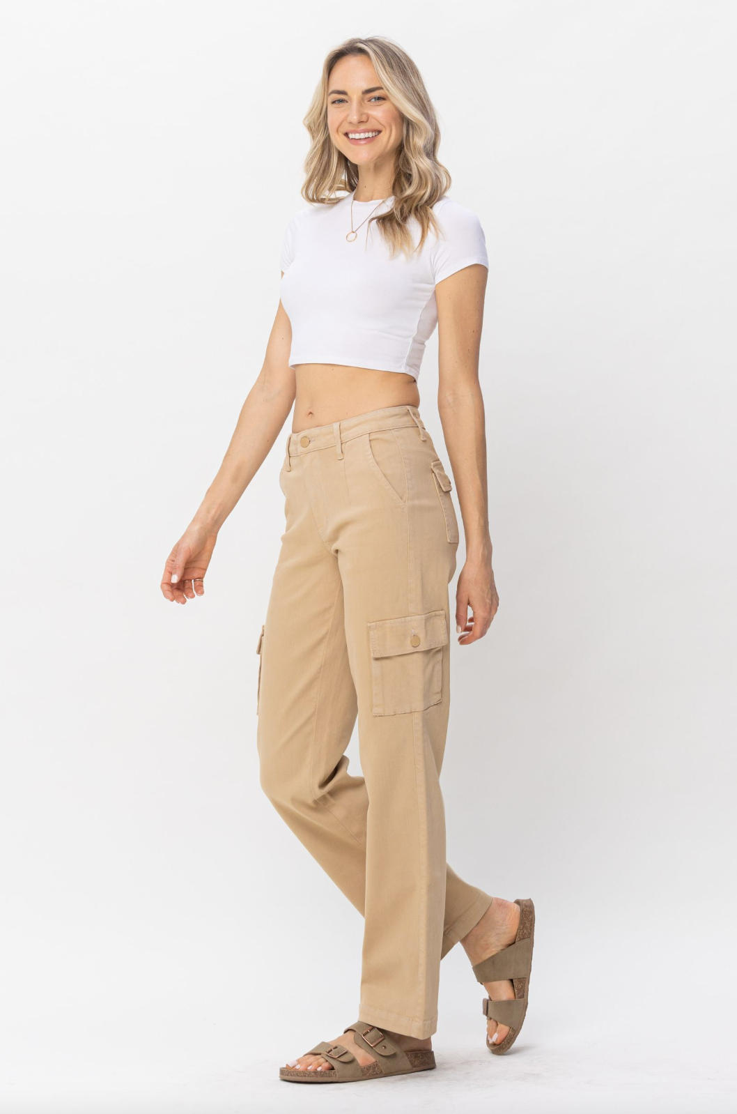 Judy Blue Khaki Cargo Straight Leg Pants