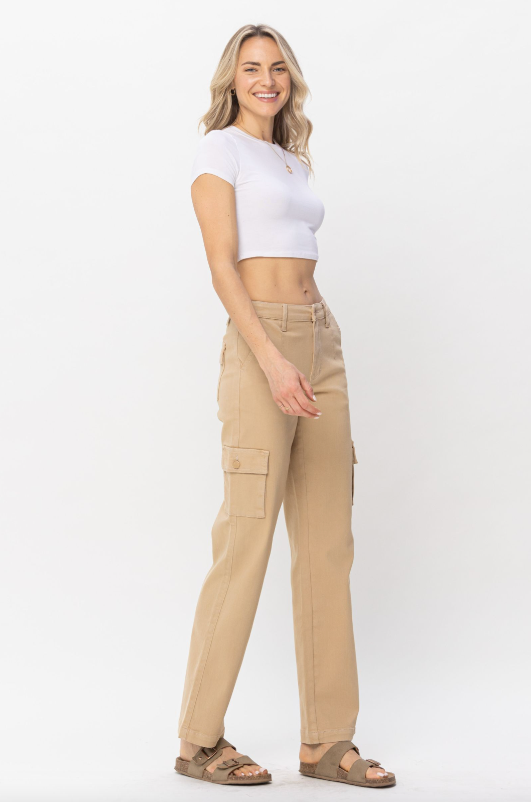 Judy Blue Khaki Cargo Straight Leg Pants