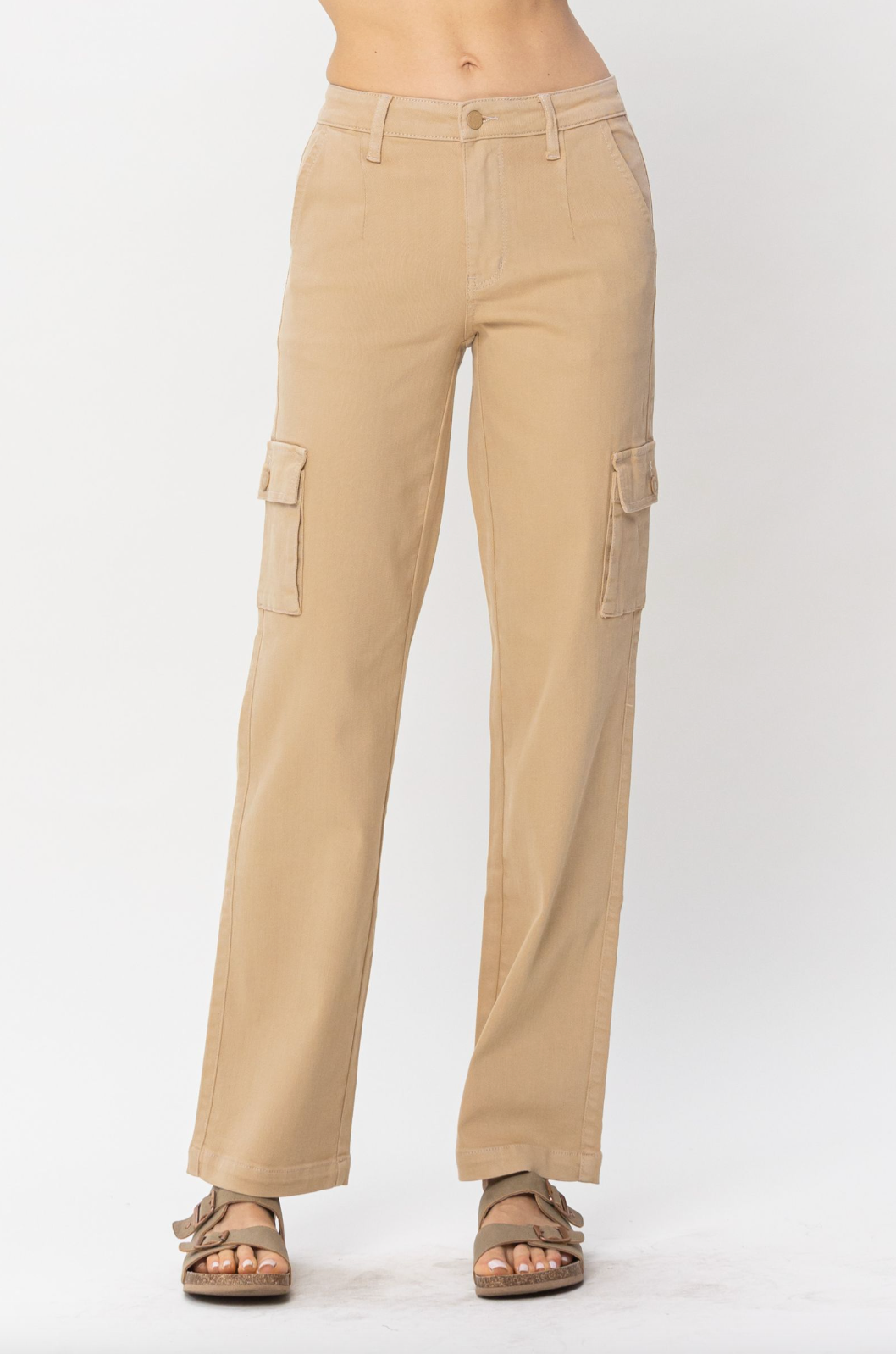 Judy Blue Khaki Cargo Straight Leg Pants