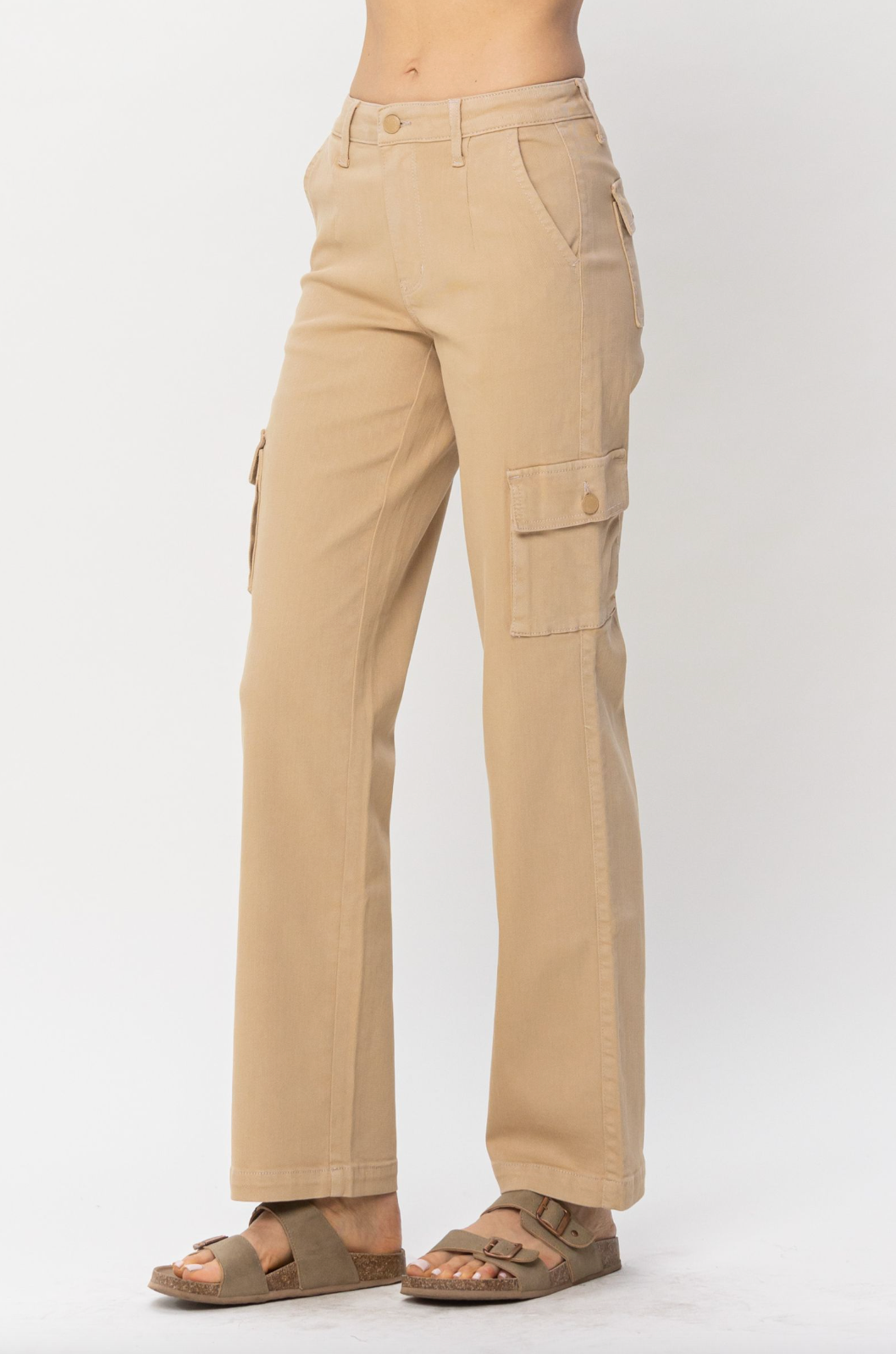 Judy Blue Khaki Cargo Straight Leg Pants