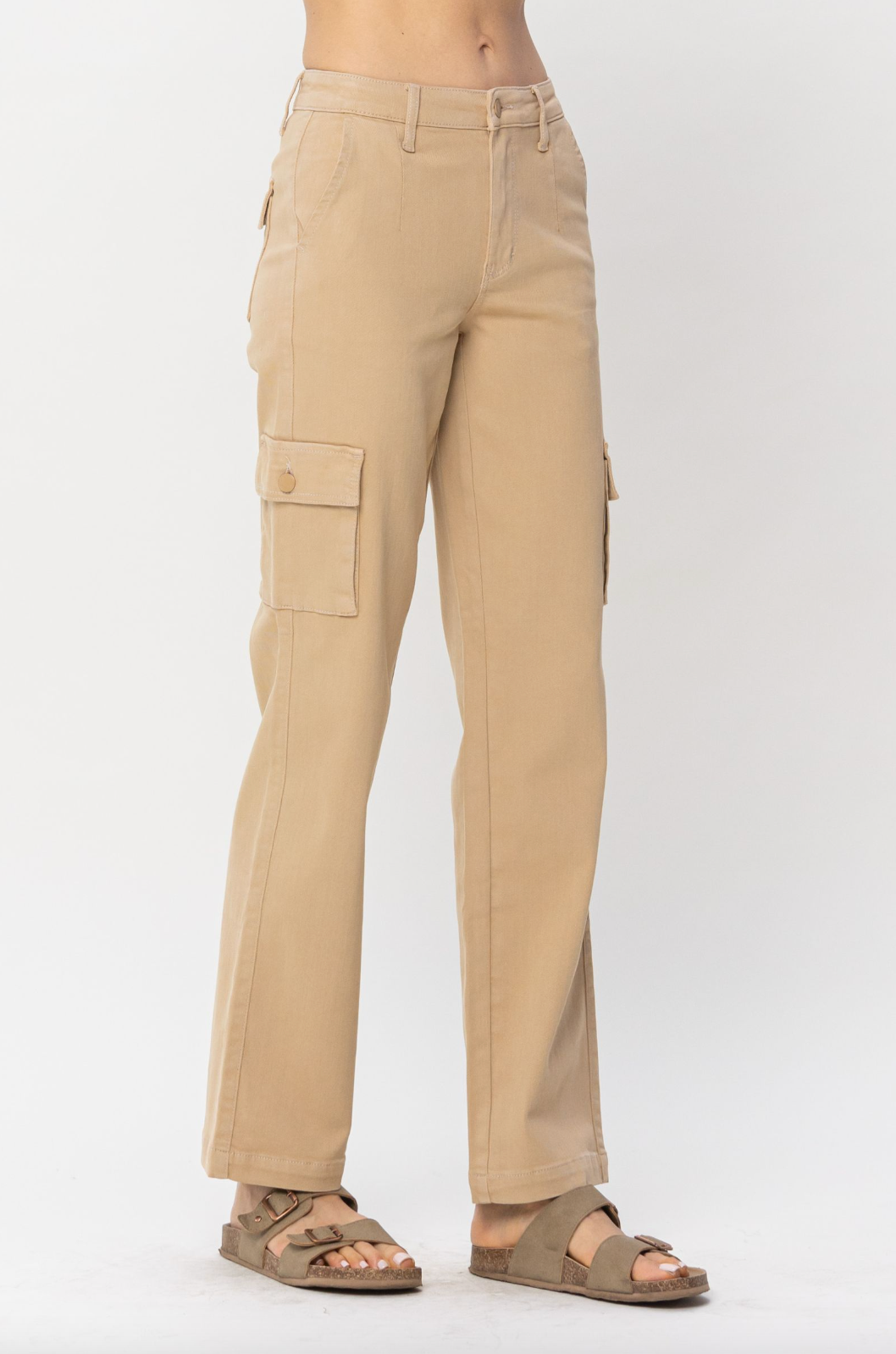 Judy Blue Khaki Cargo Straight Leg Pants