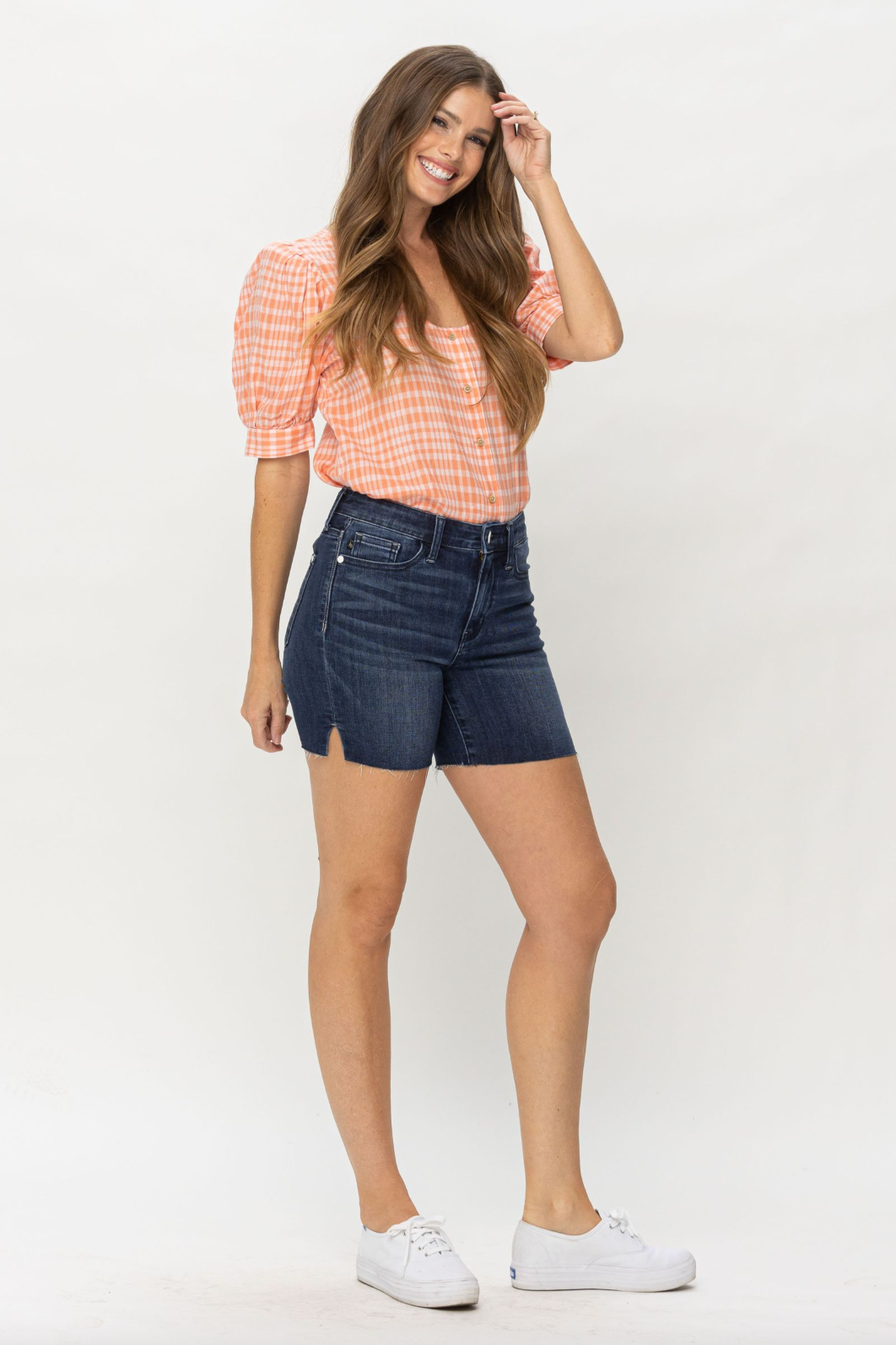 Judy Blue Mid Length Cut Off Shorts