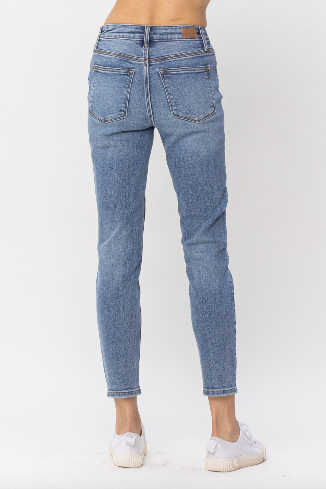 Judy Blue Cross Over Waistband Girlfriend Jeans