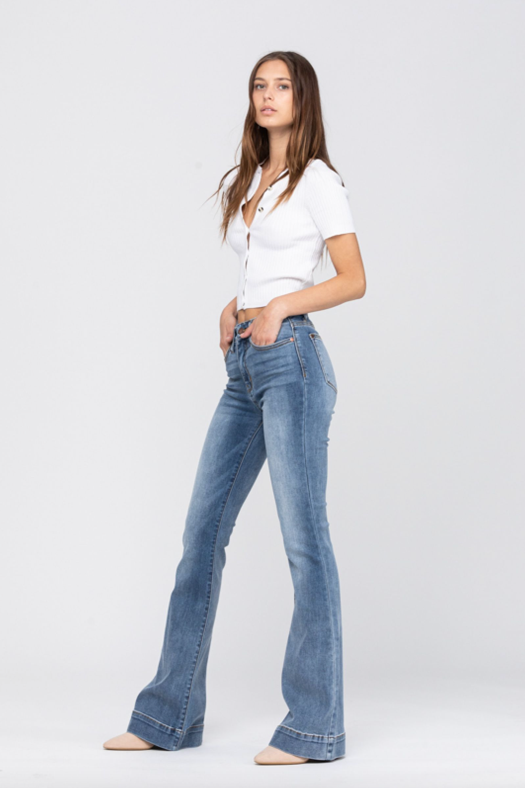Judy Blue Medium Wash Trouser Flare Jeans