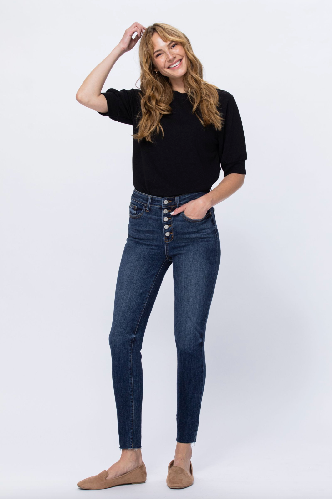 Judy Blue Button Fly Cut Off Jeans