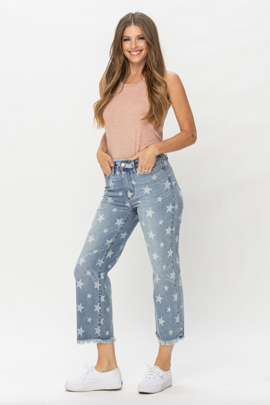 Judy Blue Star Print Cropped Jeans