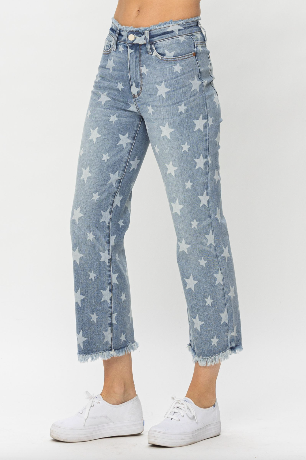 Judy Blue Star Print Cropped Jeans