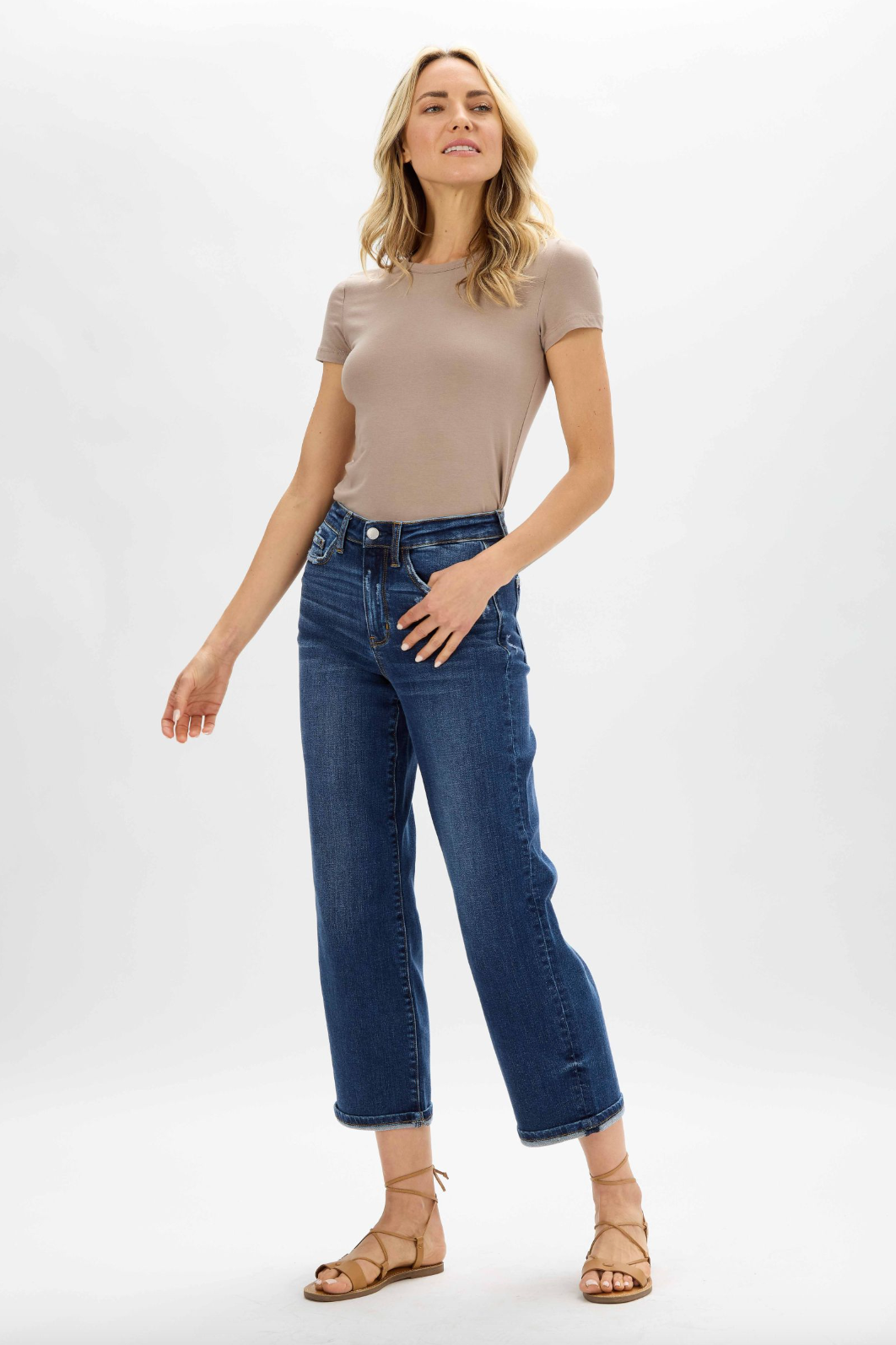 Judy Blue Destroyed Pocket Wide Leg Jeans