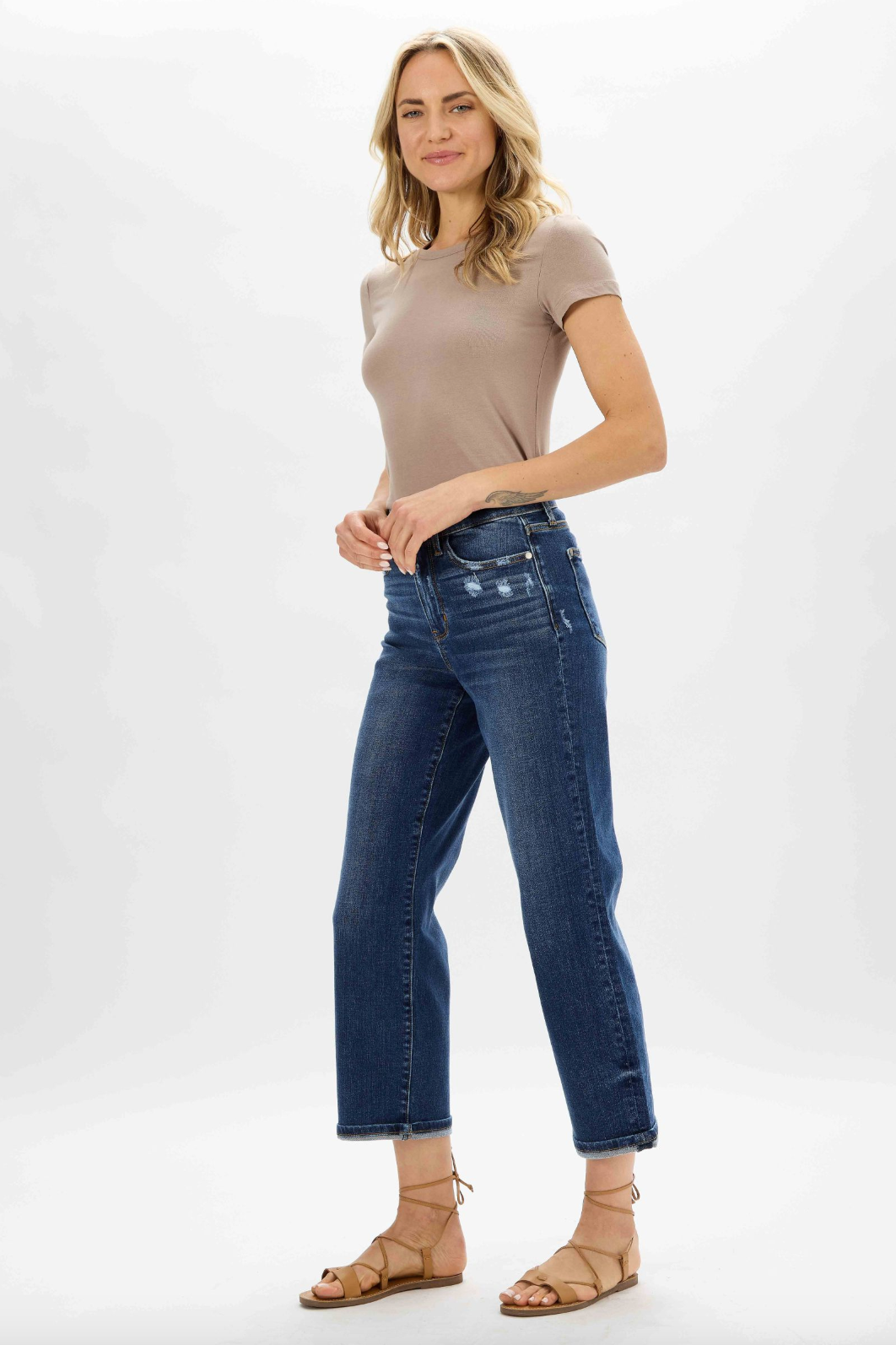 Judy Blue Destroyed Pocket Wide Leg Jeans