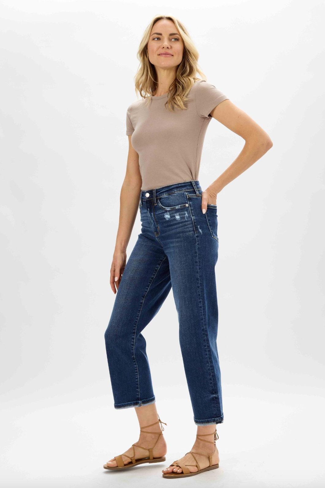 Judy Blue Destroyed Pocket Wide Leg Jeans